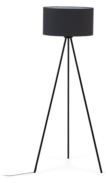 Czarna lampa stojąca z tekstylnym kloszem (wys. 157 cm) Ikia – Kave Home