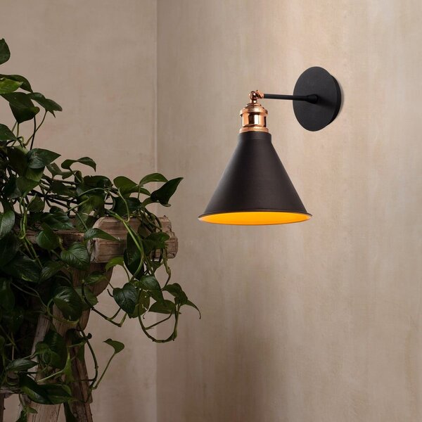 Czarny/w kolorze złota kinkiet ø 20 cm Tramino – Opviq lights