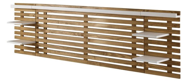 Zagłówek z drewna sosnowego z białymi elementami 240x62 cm Nidra – Marckeric