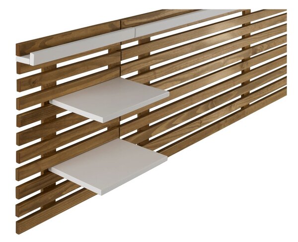 Zagłówek z drewna sosnowego z białymi elementami 240x62 cm Nidra – Marckeric