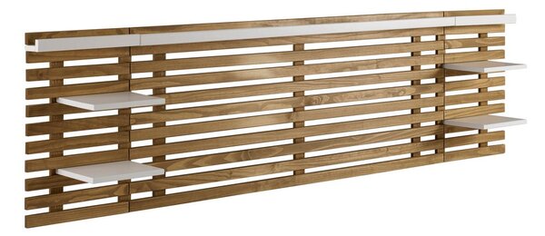 Zagłówek z drewna sosnowego z białymi elementami 240x62 cm Nidra – Marckeric