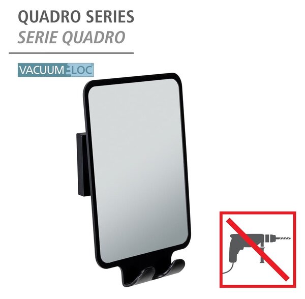 Lustro kosmetyczne z wieszakiem 14x19.5 cm Quadro Black – Wenko