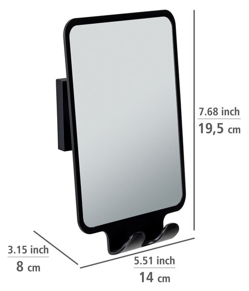 Lustro kosmetyczne z wieszakiem 14x19.5 cm Quadro Black – Wenko