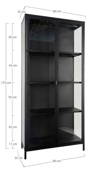 Czarna metalowa witryna 80x175 cm Brisbane – House Nordic