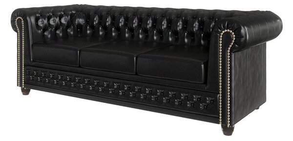 Czarna sofa z imitacji skóry 203 cm York – Ropez