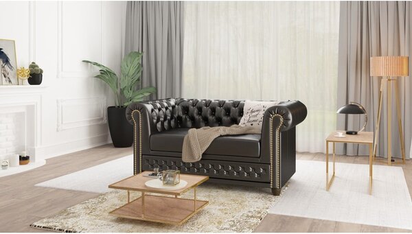 Czarna sofa z imitacji skóry 148 cm York – Ropez