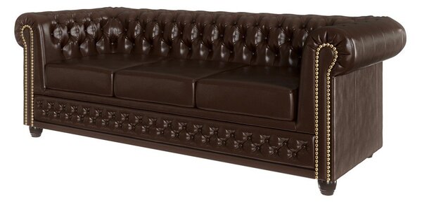 Ciemnobrązowa sofa z imitacji skóry 203 cm York – Ropez