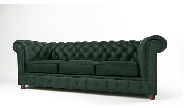 Ciemnozielona aksamitna sofa 230 cm Cambridge – Ropez