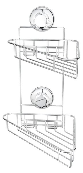 Narożna samoprzylepna metalowa półka łazienkowa w kolorze srebra Bestlock Bath – Compactor