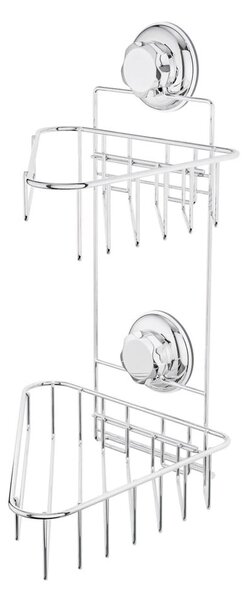 Narożna samoprzylepna metalowa półka łazienkowa w kolorze srebra Bestlock Bath – Compactor