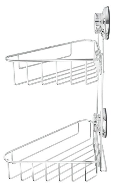 Narożna samoprzylepna metalowa półka łazienkowa w kolorze srebra Bestlock Bath – Compactor