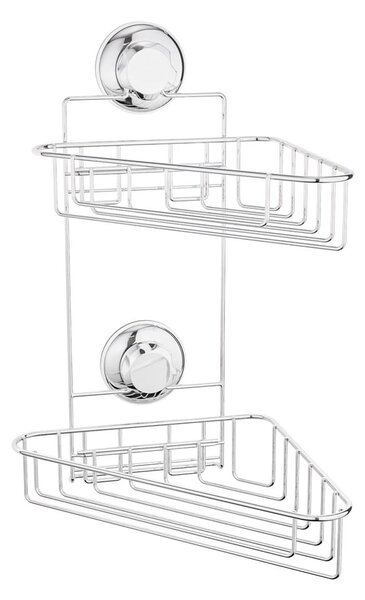 Narożna samoprzylepna metalowa półka łazienkowa w kolorze srebra Bestlock Bath – Compactor