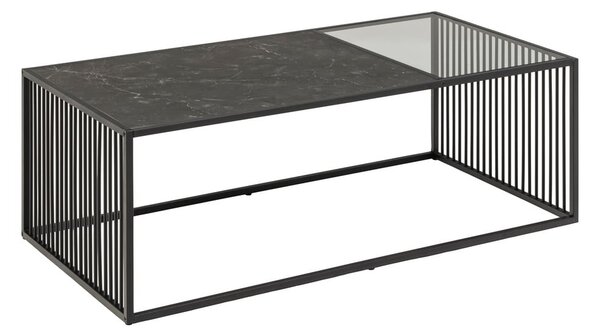 Czarny stolik ze szklanym blatem 60x120 cm Strington – Actona