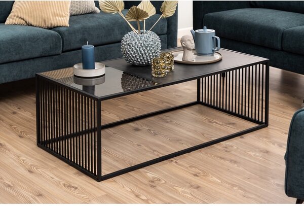 Czarny stolik ze szklanym blatem 60x120 cm Strington – Actona