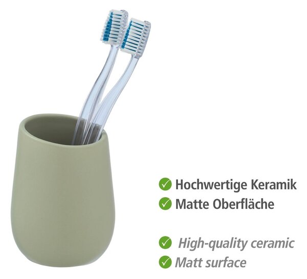 Zielony ceramiczny kubek na szczoteczki do zębów Wenko Badi