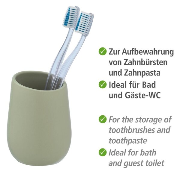 Zielony ceramiczny kubek na szczoteczki do zębów Wenko Badi