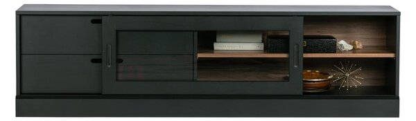 Czarna szafka pod TV z litego drewna sosnowego 180x50 cm James – WOOOD