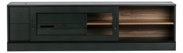 Czarna szafka pod TV z litego drewna sosnowego 180x50 cm James – WOOOD