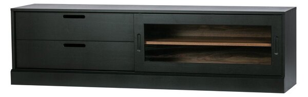 Czarna szafka pod TV z litego drewna sosnowego 180x50 cm James – WOOOD