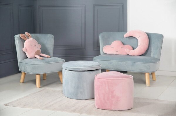 Jasnoniebieski aksamitny fotel dziecięcy Lil Sofa – Roba