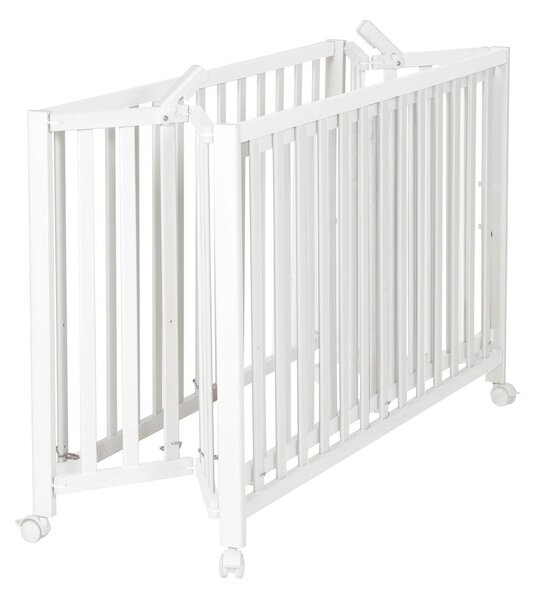 Białe łóżeczko na kółkach 60x120 cm Fold up – Roba