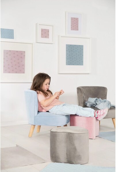 Jasnoniebieski aksamitny fotel dziecięcy Lil Sofa – Roba