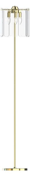 Lampa stojąca podłogowa dekoracyjna złota szklany dymiony klosz 145 cm 3xE14 40W NIRA Zuma Line
