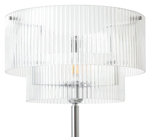 Lampa stojąca Meritt Lucande, chromowy / srebrny, salon / jadalnia, szkło, nowoczesny