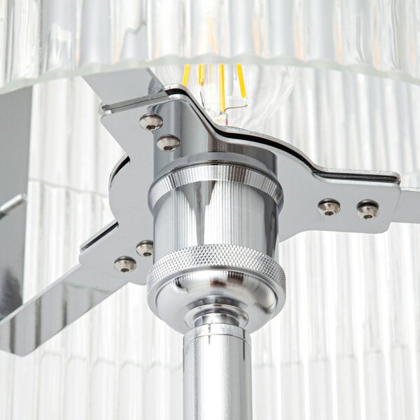 Lampa stojąca Meritt Lucande, chromowy / srebrny, salon / jadalnia, szkło, nowoczesny