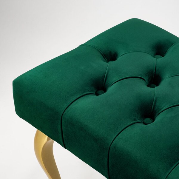 Ławka pikowana Chesterfield - Złota Butelkowa Zieleń