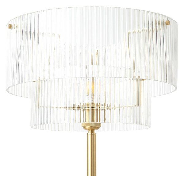 Lampa stojąca Meritt Lucande, mosiężny / złoty, salon / jadalnia, szkło, nowoczesny