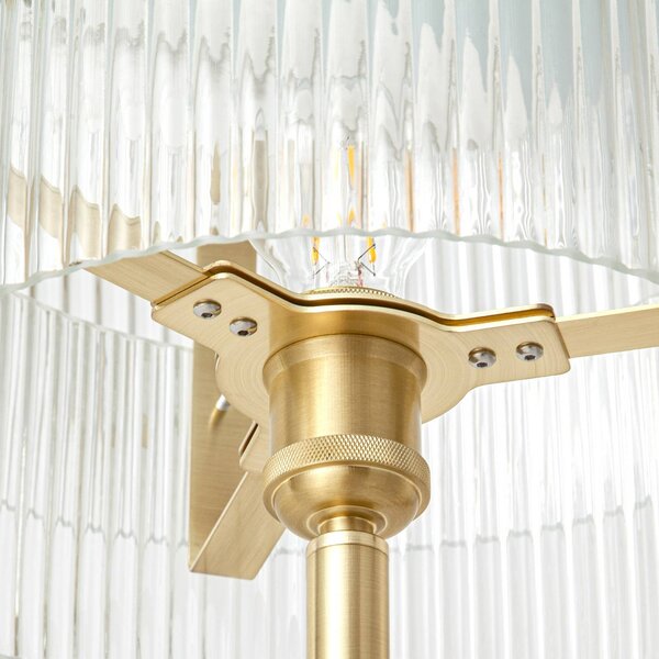 Lampa stojąca Meritt Lucande, mosiężny / złoty, salon / jadalnia, szkło, nowoczesny