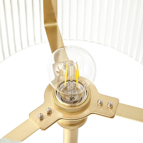 Lampa stojąca Meritt Lucande, mosiężny / złoty, salon / jadalnia, szkło, nowoczesny
