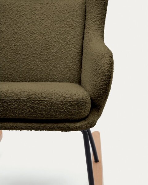 Zielony bujany fotel z materiału bouclé Maustin – Kave Home