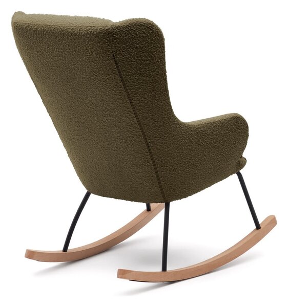 Zielony bujany fotel z materiału bouclé Maustin – Kave Home