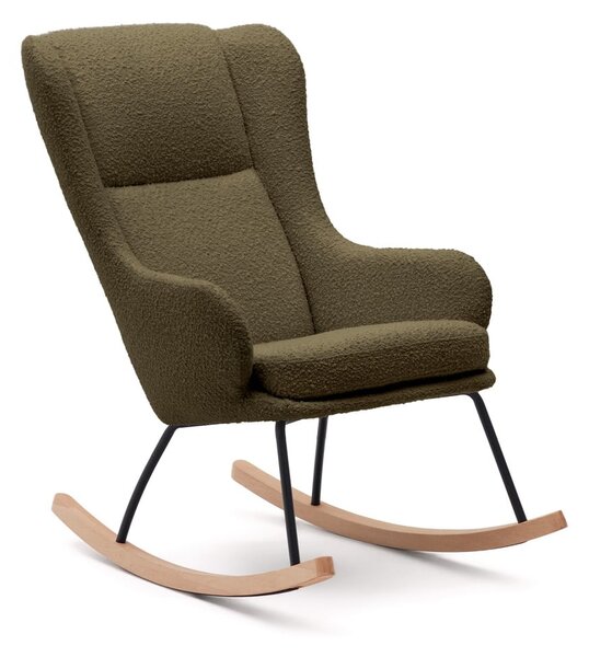 Zielony bujany fotel z materiału bouclé Maustin – Kave Home