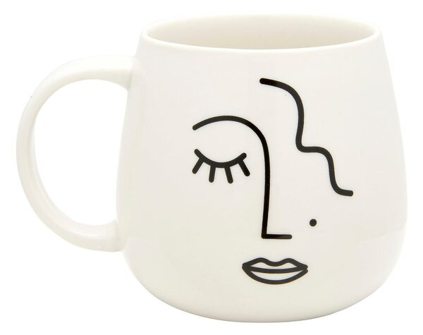 Biały porcelanowy kubek kubek Sass & Belle Abstract Face
