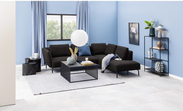 Czarny stolik ze szklanym blatem 80x80 cm Strington – Actona
