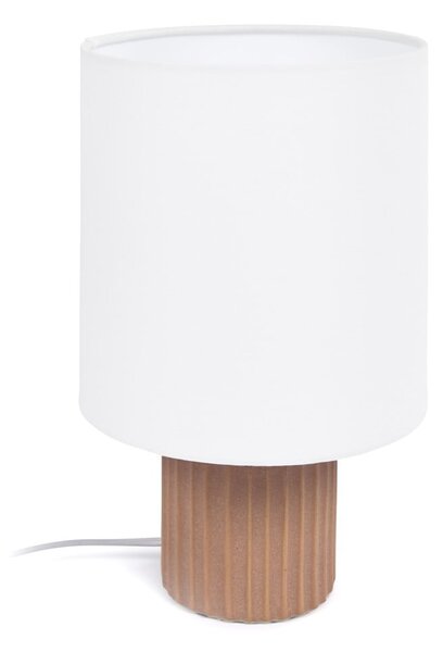 Biało-naturalna lampa stołowa z tekstylnym kloszem (wys. 28 cm) Eshe – Kave Home
