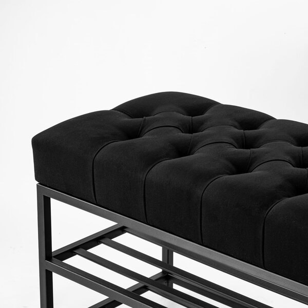 Ławka Pikowana do przedpokoju Industrialna DOUBLE SHELF