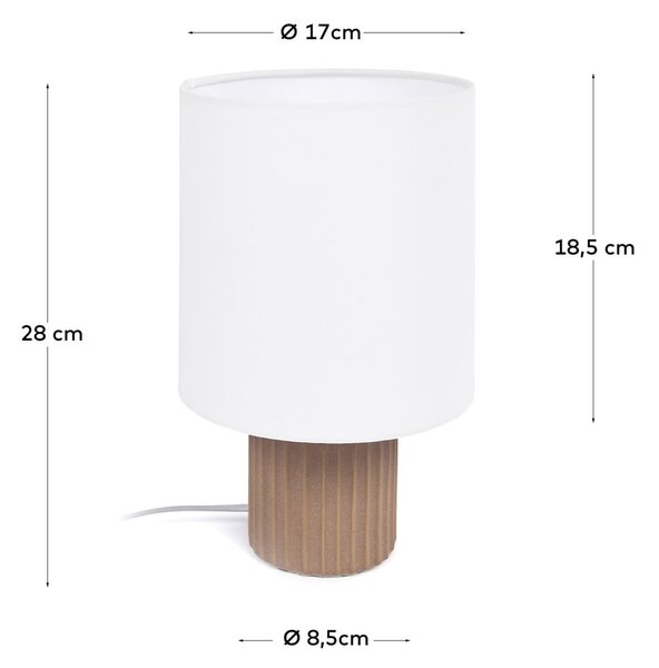 Biało-naturalna lampa stołowa z tekstylnym kloszem (wys. 28 cm) Eshe – Kave Home