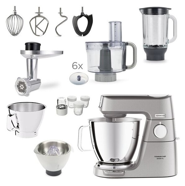Robot kuchenny planetarny KENWOOD Titanium Chef Baker XL KVL85.704SI (2 misy) z wagą, malakserem i krajarką