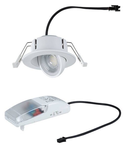 Paulmann – spot wpuszczany Zina, biały, Ø 9 cm, IP65, z regulacją kąta możliwość ściemniania, biały / opal, łazienka, tworzywo sztuczne, nowoczesny