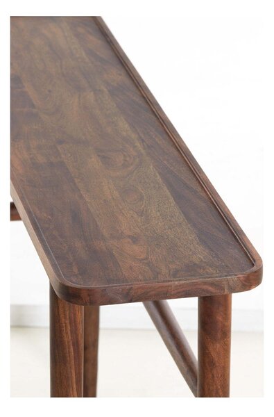 Brązowa konsola z litego drewna akacjowego 30x120 cm Qiano – Light & Living
