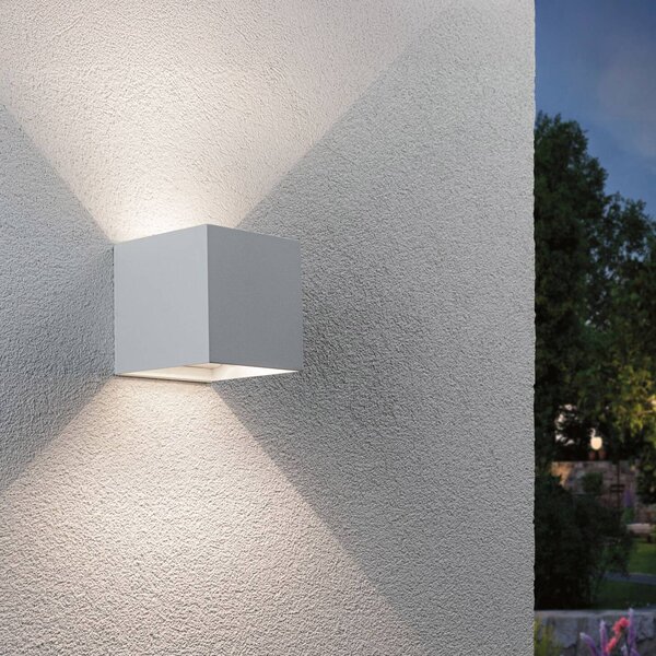 Paulmann LED-kinkiet zewnętrzny na baterię Nyara, biały, 10 cm, czujnik, IP44 Nyara, biały / opal, łazienka, aluminium, nowoczesny