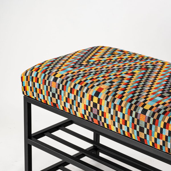 Ławka tapicerowana do przedpokoju Industrialna DOUBLE SHELF BARCELONA