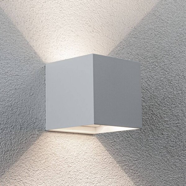 Paulmann LED-kinkiet zewnętrzny na baterię Nyara, biały, 10 cm, czujnik, IP44 Nyara, biały / opal, łazienka, aluminium, nowoczesny