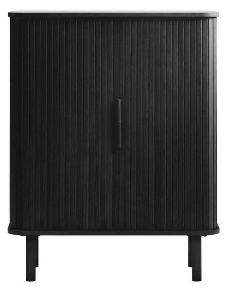 Czarna szafka w dekorze dębu z drzwiami przesuwnymi 113x90 cm Cavo – Unique Furniture