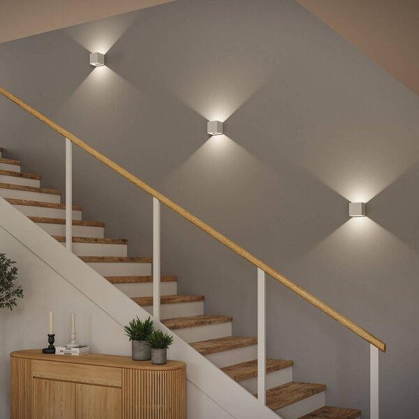 Paulmann LED-kinkiet zewnętrzny na baterię Nyara, biały, 10 cm, czujnik, IP44 Nyara, biały / opal, łazienka, aluminium, nowoczesny