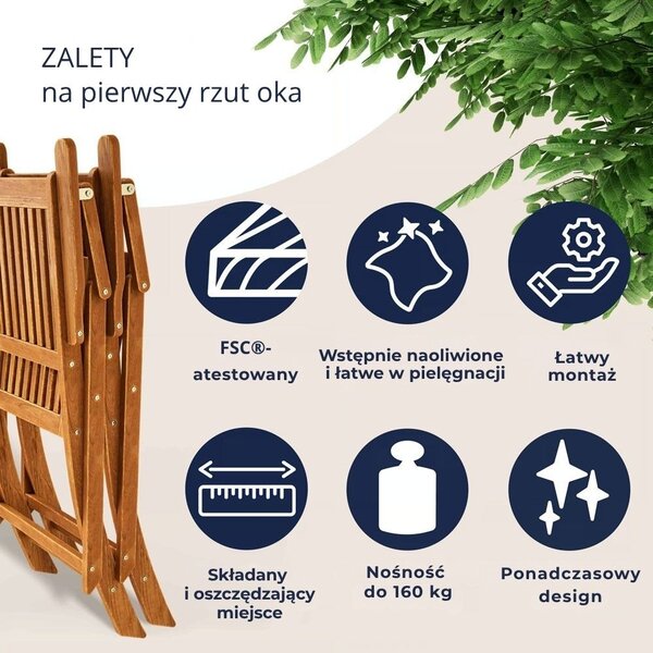 Zestaw wypoczynkowy SYDNEY, 3-częściowy, naturalne drewno Casaria